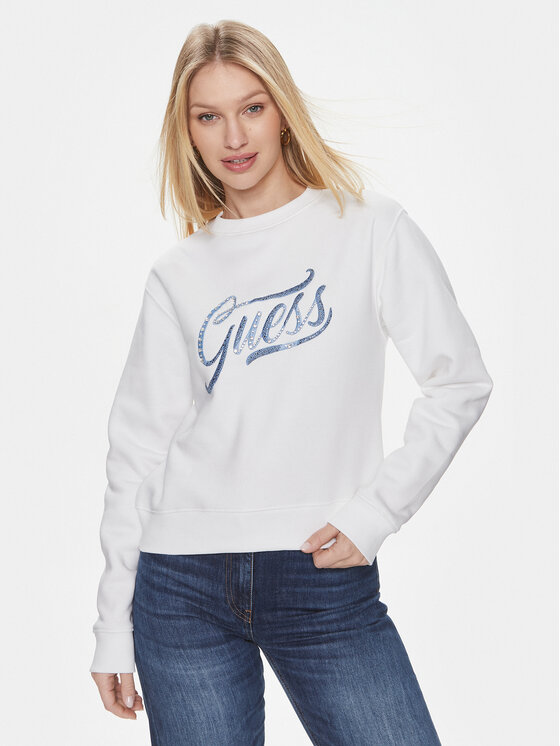 Guess Džemperis · Balta · Relaxed Fit