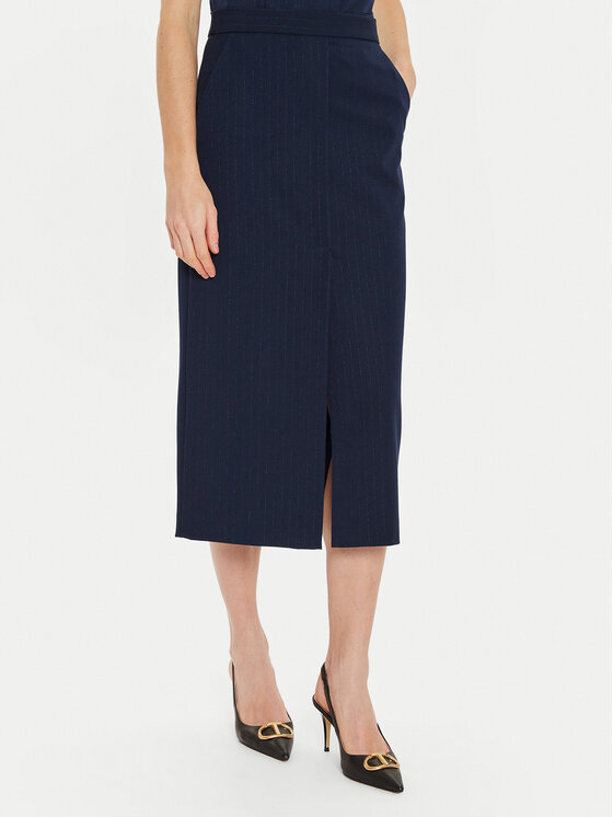 TWINSET Tiesus sijonas · Tamsiai mėlyna · Midi