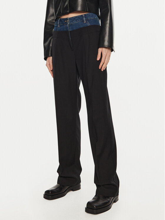 Sisley Medžiaginės kelnės · Juoda · Regular Fit