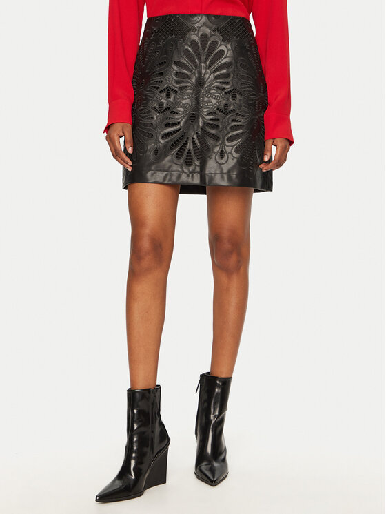 Vero Moda Dirbtinės odos sijonas · Juoda · Mini