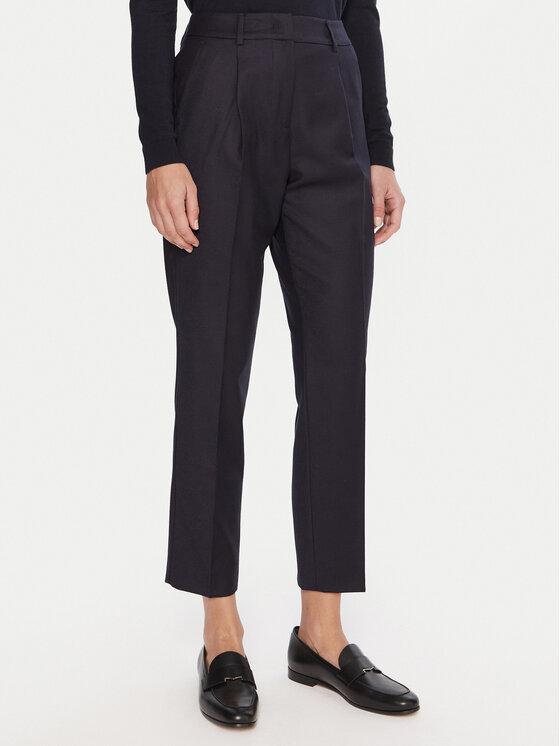 Weekend Max Mara Medžiaginės kelnės · Tamsiai mėlyna · Regular Fit