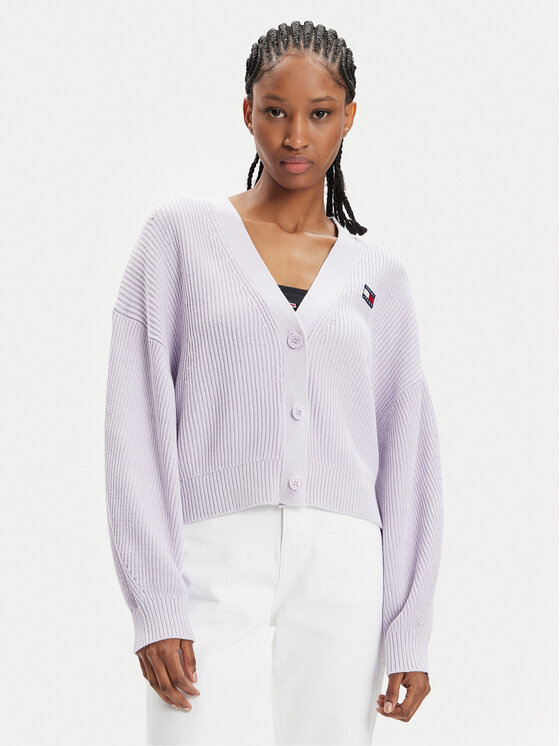 Tommy Jeans Kardiganas · Violetinė · Relaxed Fit