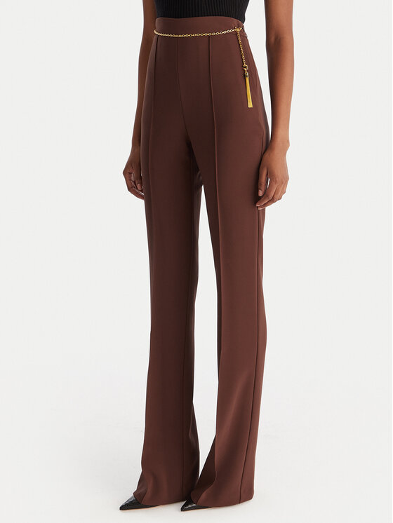 Elisabetta Franchi Medžiaginės kelnės · Ruda · Regular Fit