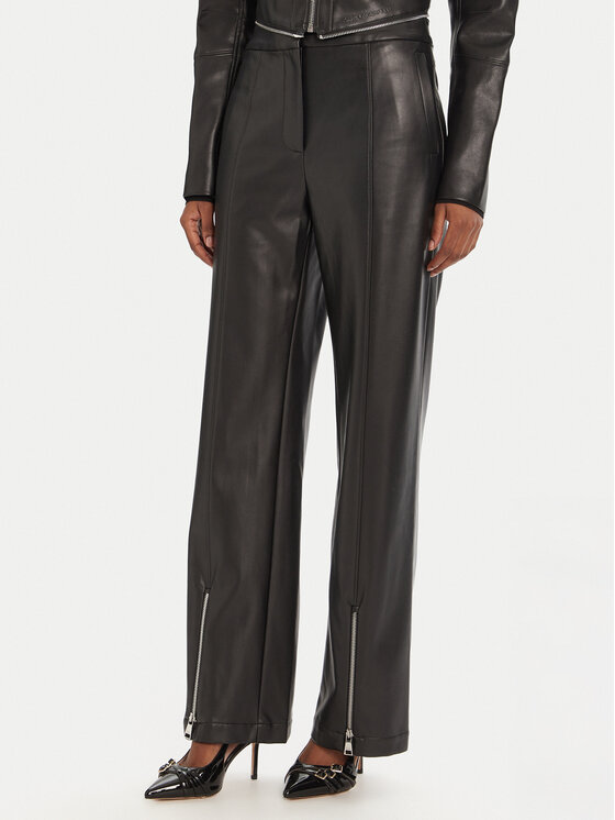 KARL LAGERFELD Dirbtinės odos kelnės · Juoda · Regular Fit