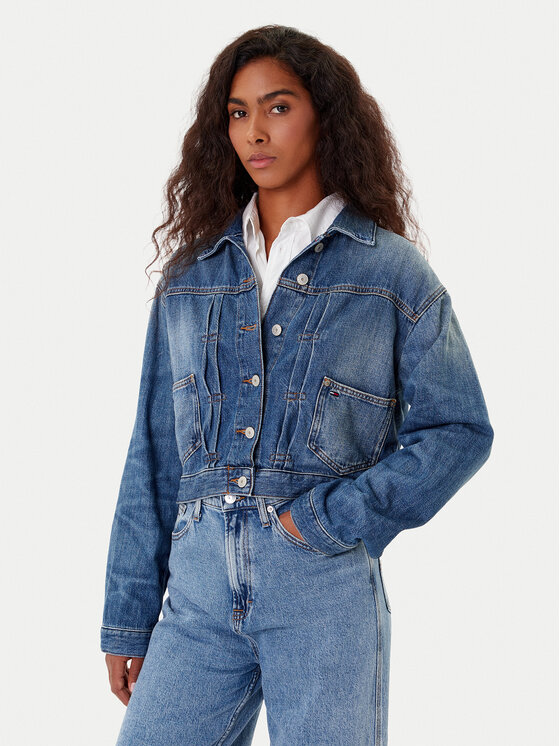 Tommy Jeans Džinsinė striukė · Tamsiai mėlyna