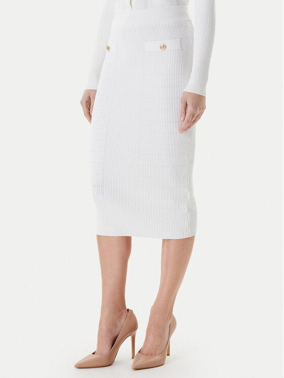 Guess Tiesus sijonas · Balta · Midi