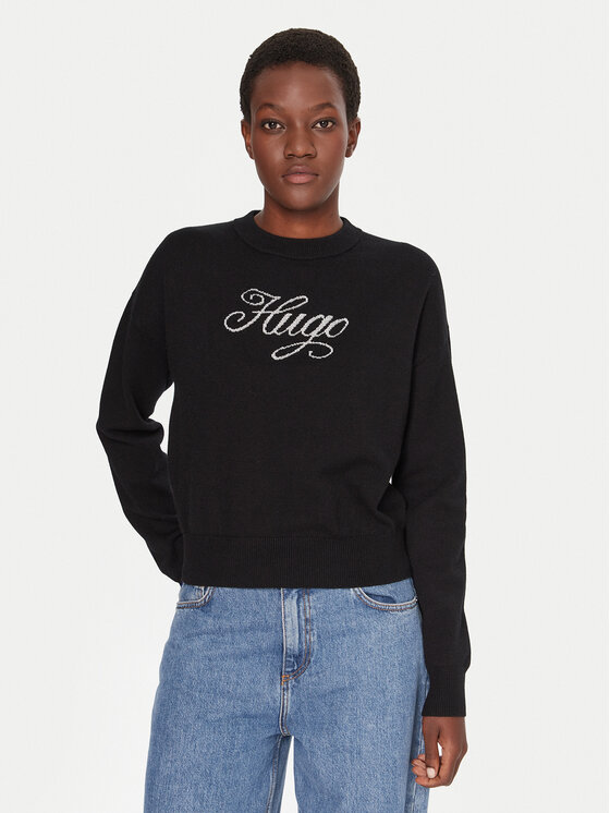 HUGO Megztinis · Juoda · Relaxed Fit