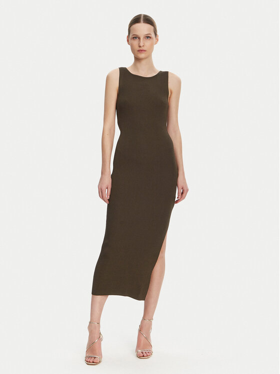 Guess Trikotažinė suknelė · Ruda · Midi