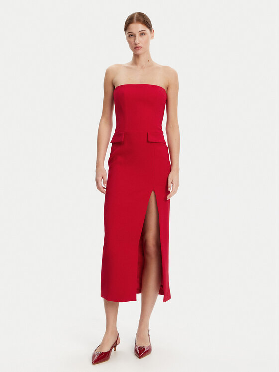 Bardot Kokteilinė suknelė · Raudona · Midi