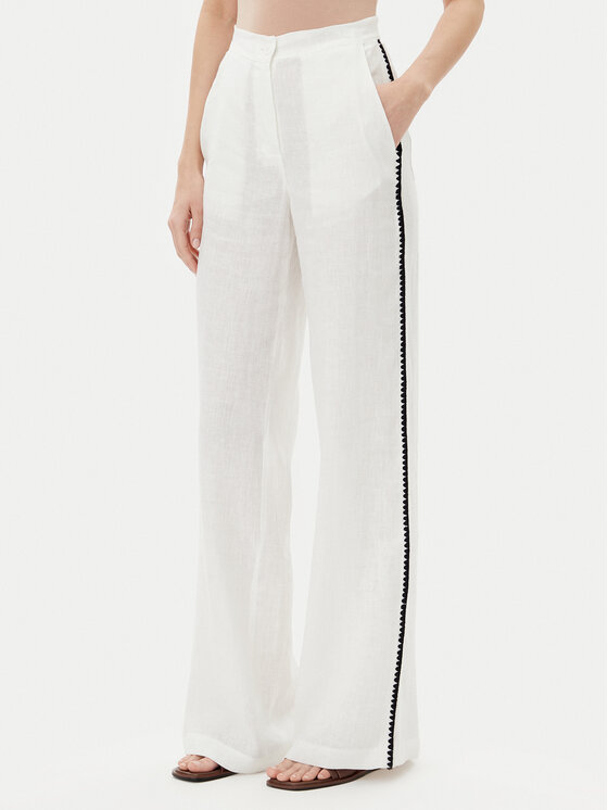 ICONA Medžiaginės kelnės · Balta · Relaxed Fit