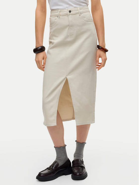 Vero Moda Džinsinis sijonas · Smėlio · Midi
