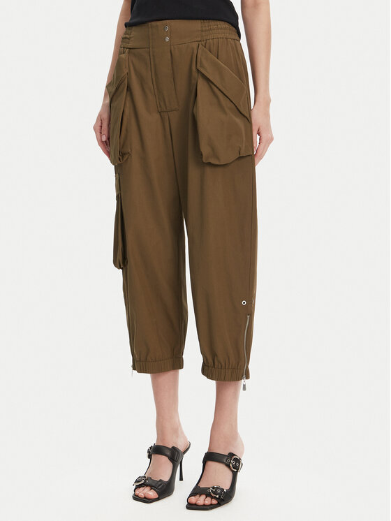 PINKO Medžiaginės kelnės · Chaki · Regular Fit