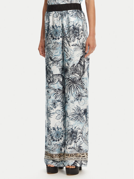 Just Cavalli Medžiaginės kelnės · Mėlyna · Relaxed Fit
