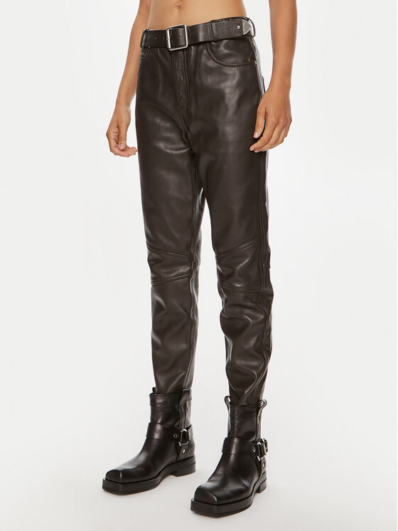 PINKO Odinės kelnės · Ruda · Relaxed Fit