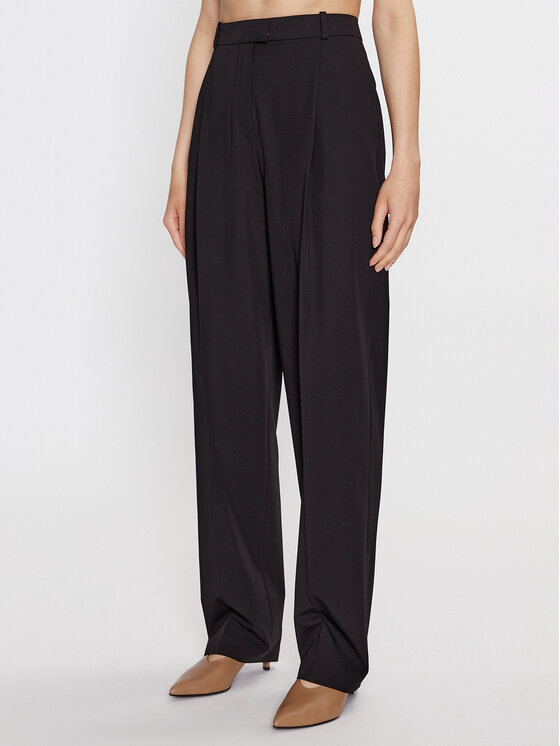 HUGO Medžiaginės kelnės · Juoda · Regular Fit