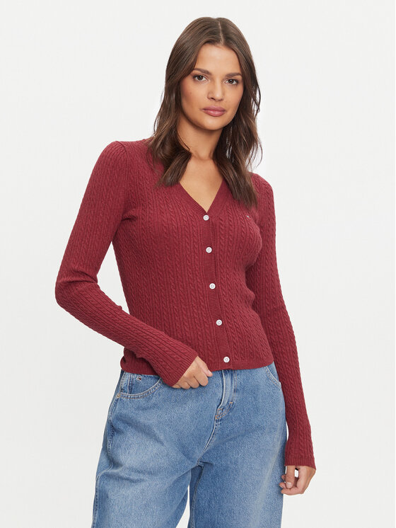 Tommy Jeans Kardiganas · Rožinė · Slim Fit