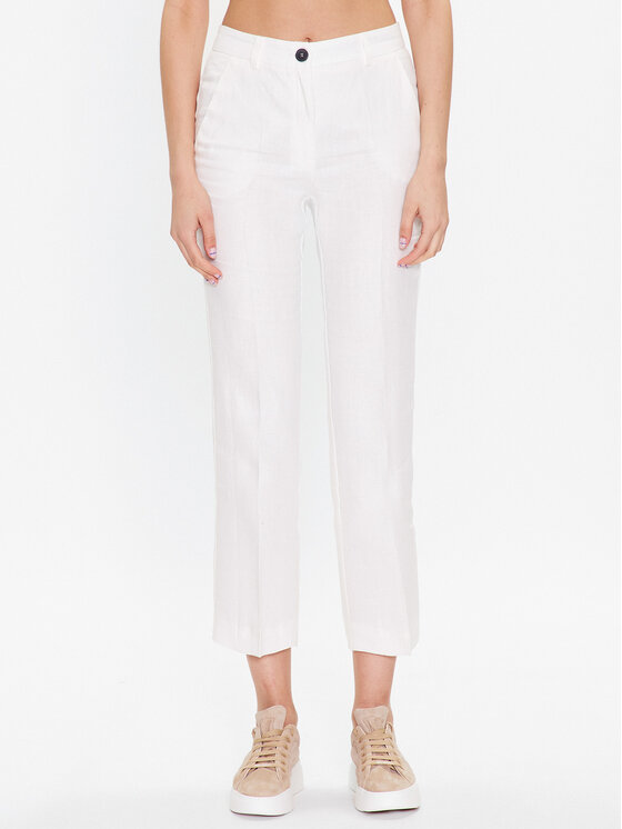 Marella Medžiaginės kelnės · Balta · Slim Fit