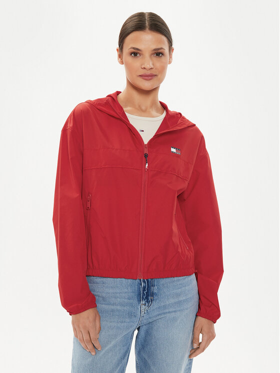 Tommy Jeans Neperpučiama striukė · Raudona