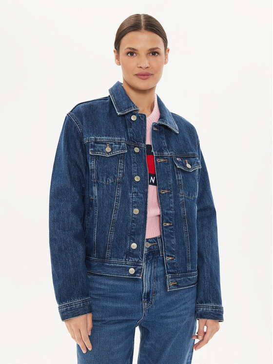 Tommy Jeans Džinsinė striukė · Tamsiai mėlyna