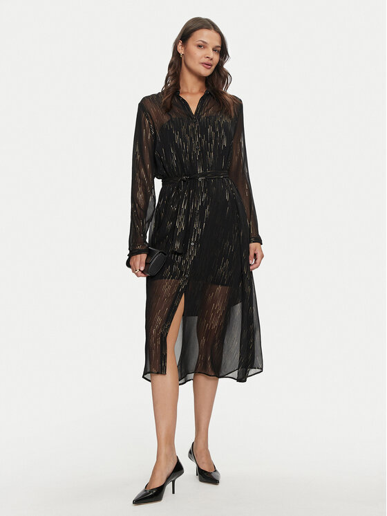 Armani Exchange Marškinių tipo suknelė · Juoda · Midi