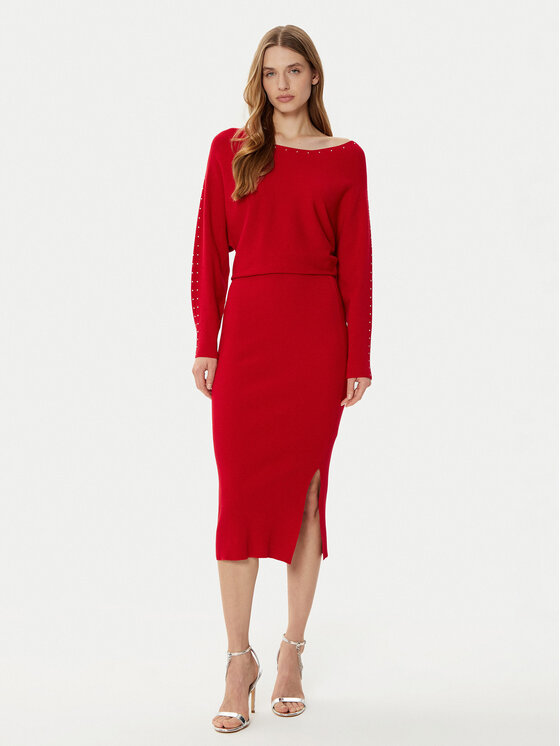 Morgan Trikotažinė suknelė · Raudona · Midi