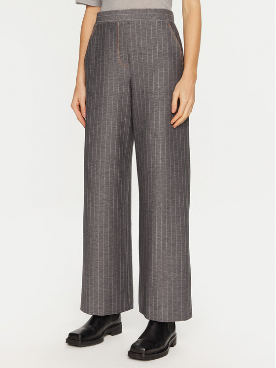 Max Mara Leisure Medžiaginės kelnės · Pilka · Regular Fit