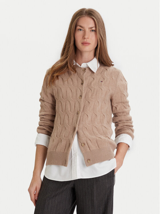Tommy Hilfiger Kardiganas · Smėlio · Regular Fit