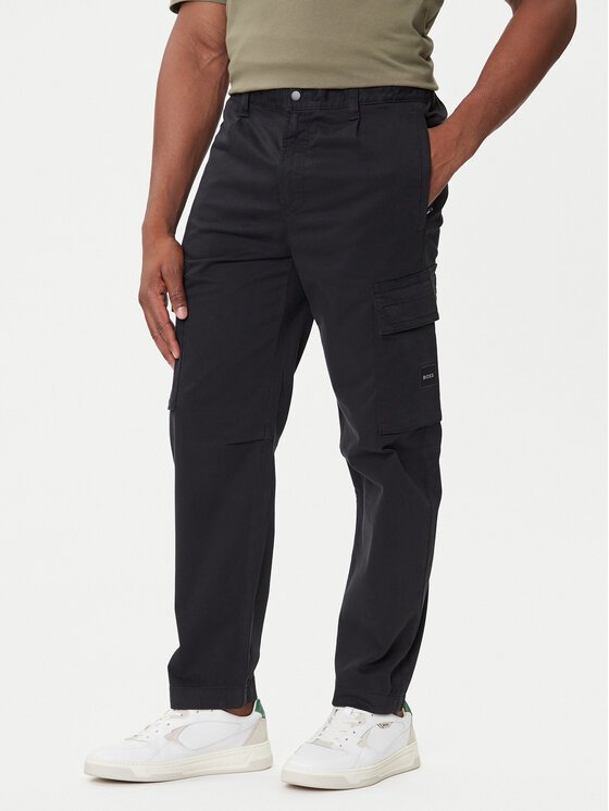 BOSS Medžiaginės kelnės · Juoda · Regular Fit