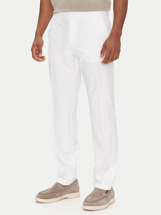 BOSS Medžiaginės kelnės · Balta · Slim Fit