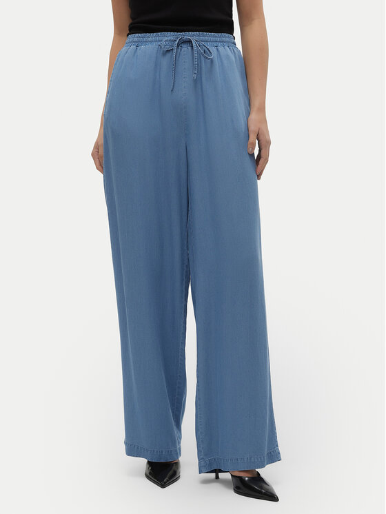 Vero Moda Medžiaginės kelnės · Mėlyna · Relaxed Fit