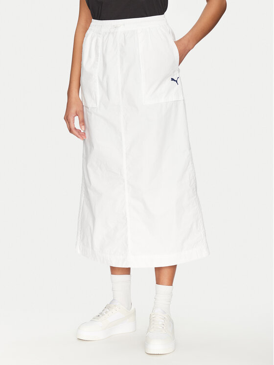 Puma Trapecijos formos sijonas · Balta · Midi