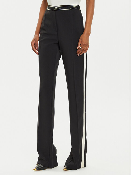 Elisabetta Franchi Medžiaginės kelnės · Juoda · Regular Fit