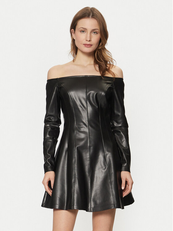 Guess Dirbtinės odos suknelė · Juoda · Mini