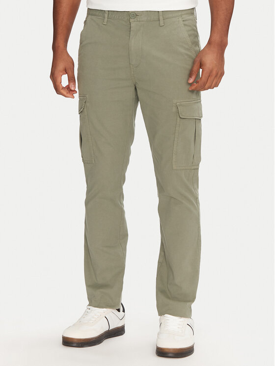 Tommy Jeans Medžiaginės kelnės · Žalia · Regular Fit