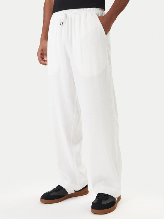 Emporio Armani Medžiaginės kelnės · Balta · Regular Fit