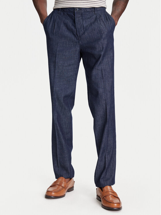 United Colors Of Benetton Medžiaginės kelnės · Tamsiai mėlyna · Slim Fit