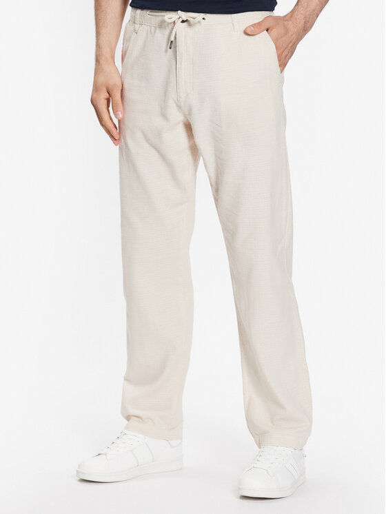 INDICODE Medžiaginės kelnės · Smėlio · Regular Fit