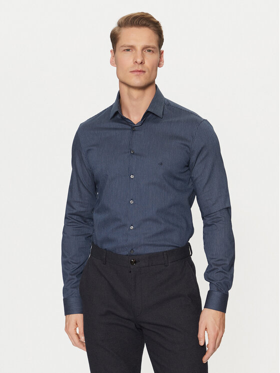 Calvin Klein Marškiniai · Tamsiai mėlyna · Slim Fit