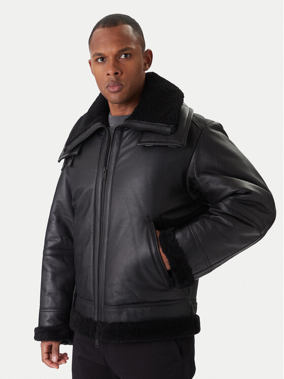 Kodas SUN15 BOSS Odinė striukė · Juoda