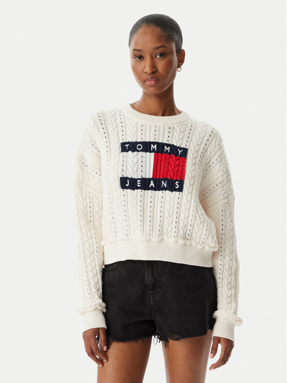 Kodas 20MAY Tommy Jeans Megztinis · Kreminė · Regular Fit