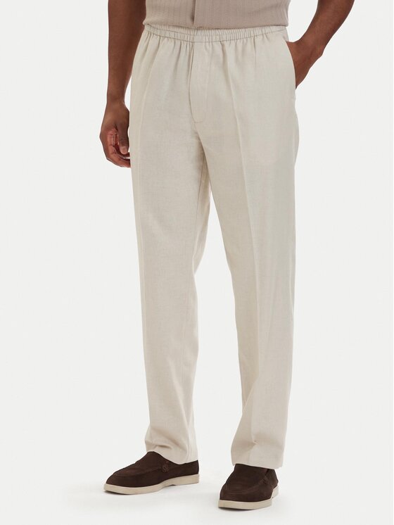 Calvin Klein Medžiaginės kelnės · Šviesiai smėlinė · Regular Fit