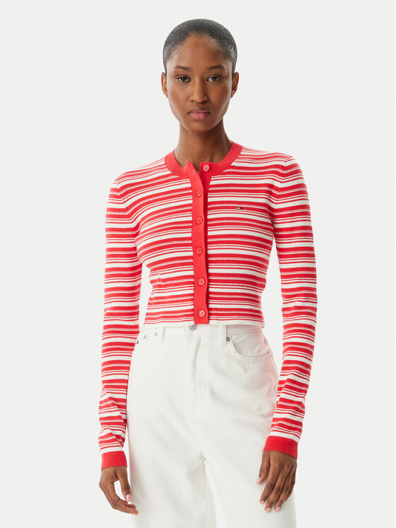 Tommy Jeans Kardiganas · Šviesiai raudona · Slim Fit