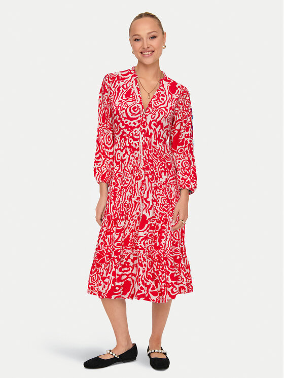 Kodas SUN15 ONLY Marškinių tipo suknelė · Raudona · Midi