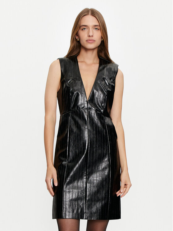 Sisley Dirbtinės odos suknelė · Juoda · Mini
