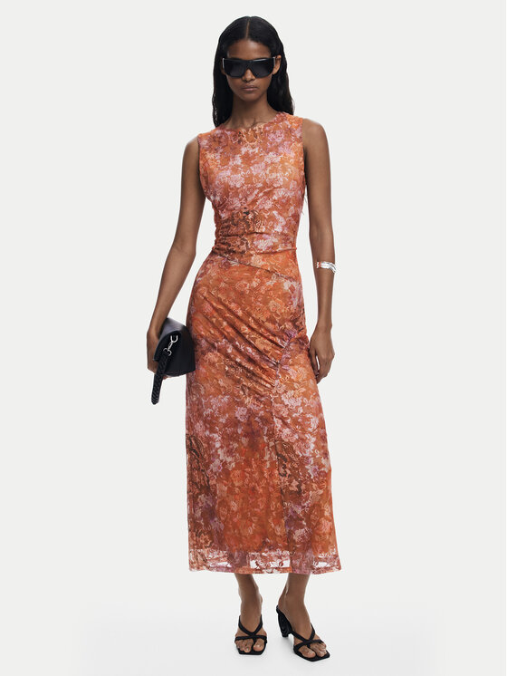 Desigual Kokteilinė suknelė · Oranžinė · Midi