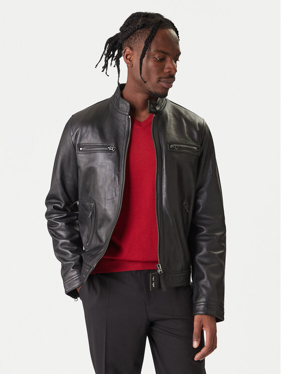 Tommy Hilfiger Odinė striukė · Juoda