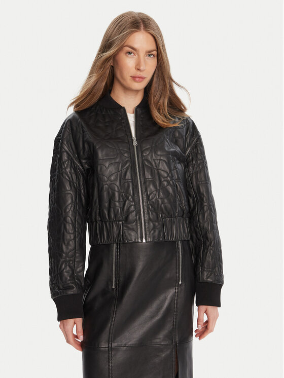 HUGO Odinė striukė · Juoda