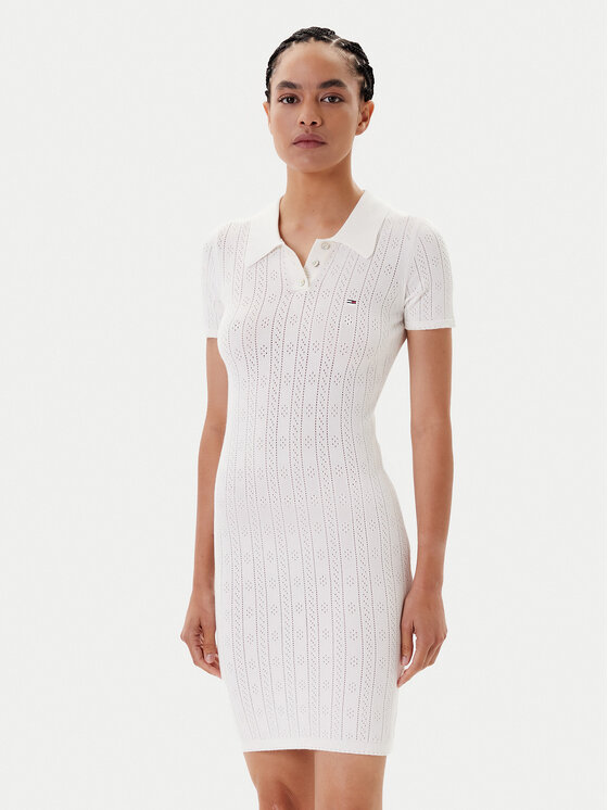 Tommy Jeans Trikotažinė suknelė · Écru · Mini