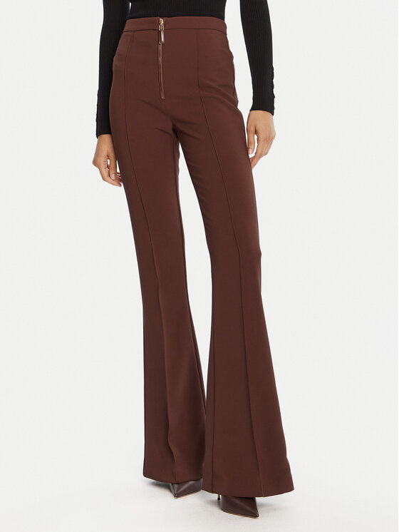 Elisabetta Franchi Medžiaginės kelnės · Ruda · Regular Fit