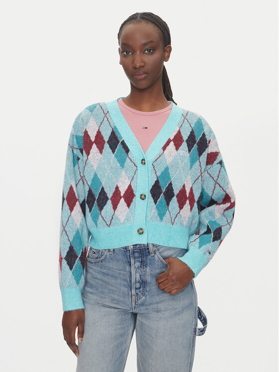 Tommy Jeans Kardiganas · Žalia · Relaxed Fit